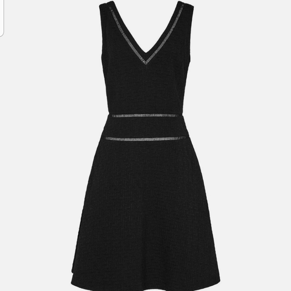 Reiss Nelly textured fit and flare dress size 6 black - Picture 10 of 12